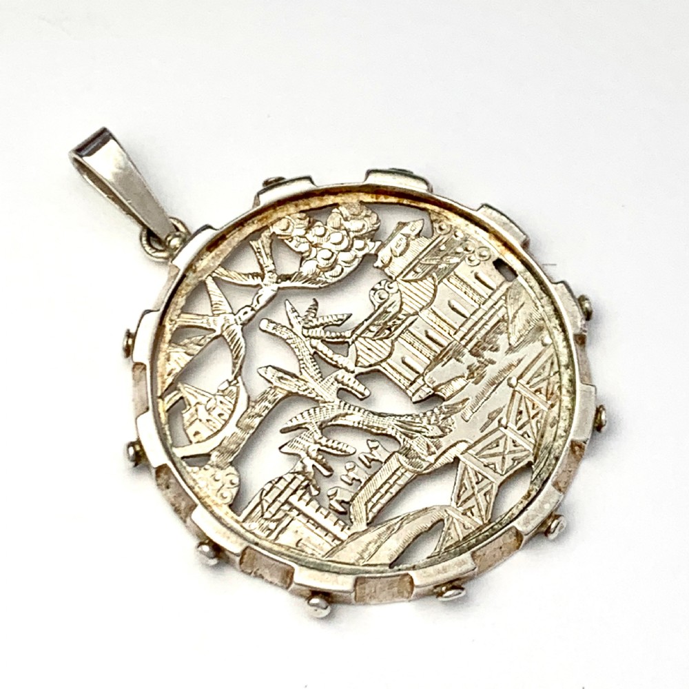 Victorian 1879 Sterling Silver Aesthetic Period Pendant View VI
