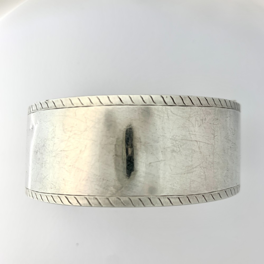 Victorian Wide Sterling Silver Hinged Cuff Bangle with Rose and Yellow Gold View IX
