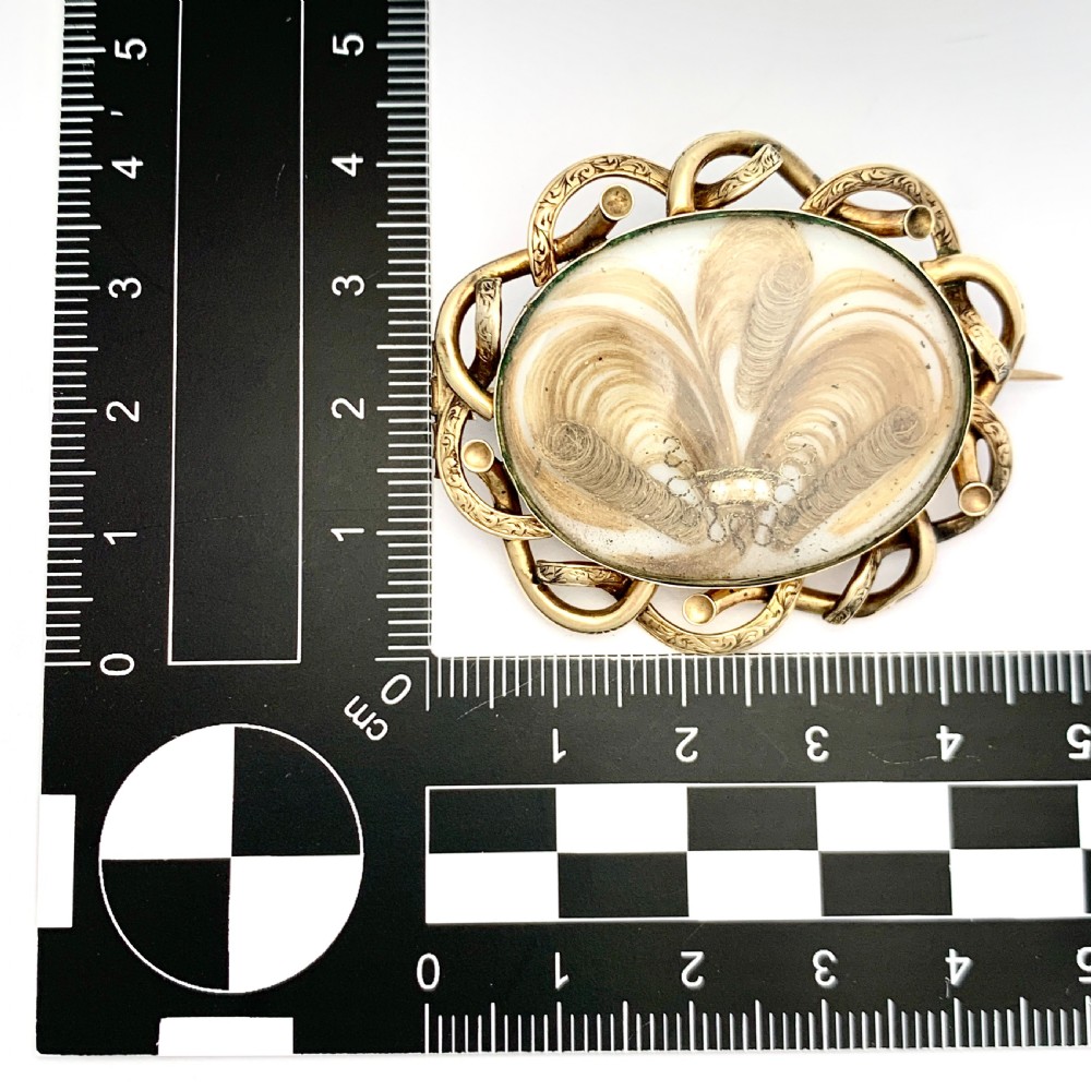 Antique Victorian 9CT Gold Fleur de Lis Hair Mourning Brooch View II