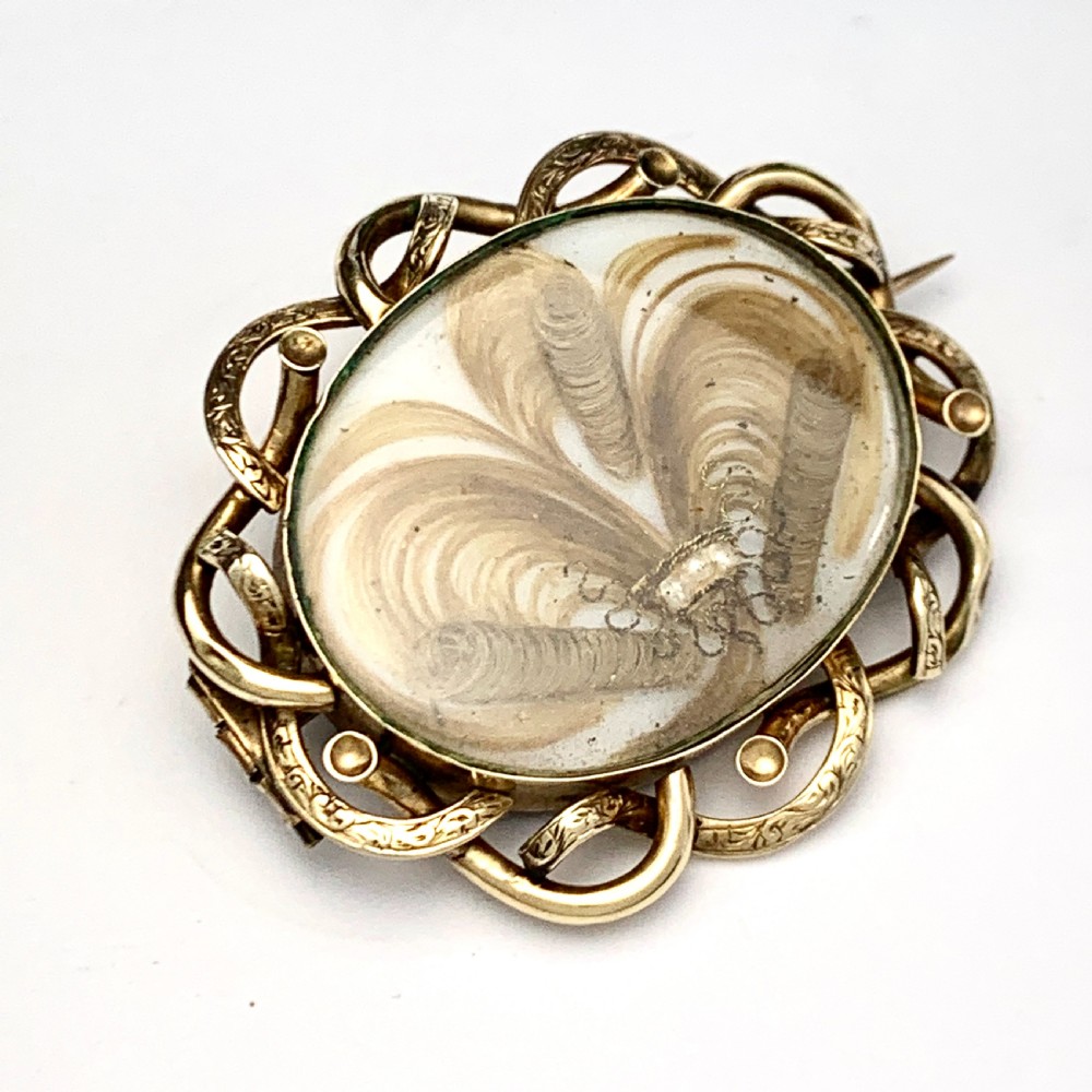 Antique Victorian 9CT Gold Fleur de Lis Hair Mourning Brooch View VI