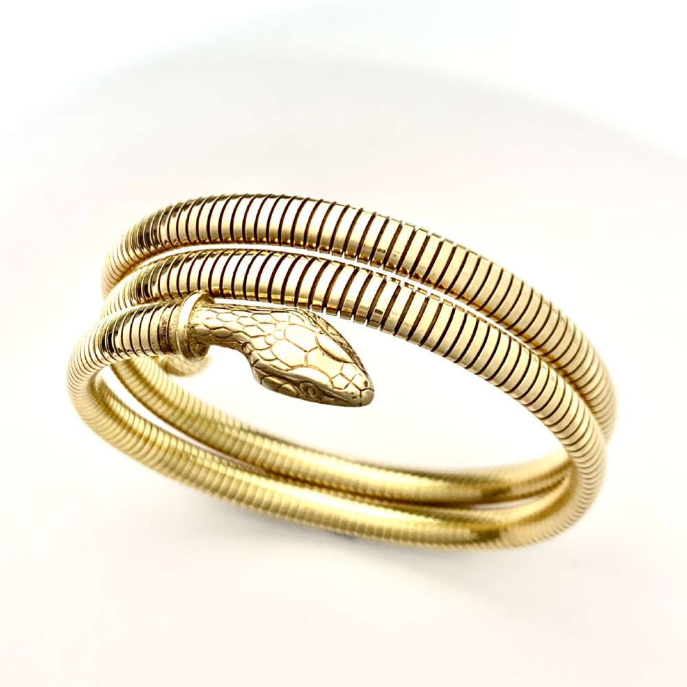Vintage Rolled Gold Triple Coiled Snake Bracelet