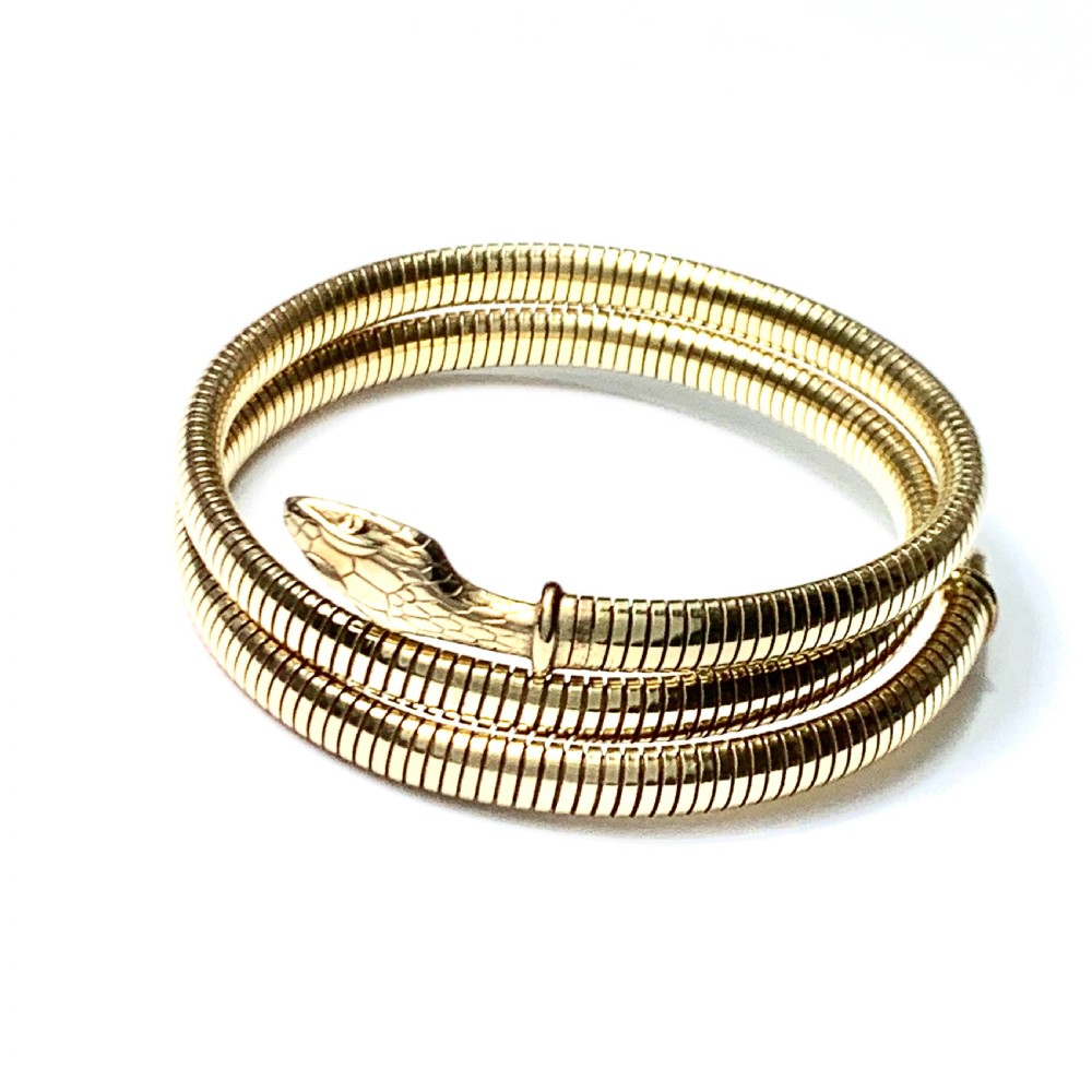 Vintage Rolled Gold Triple Coiled Snake Bracelet View III