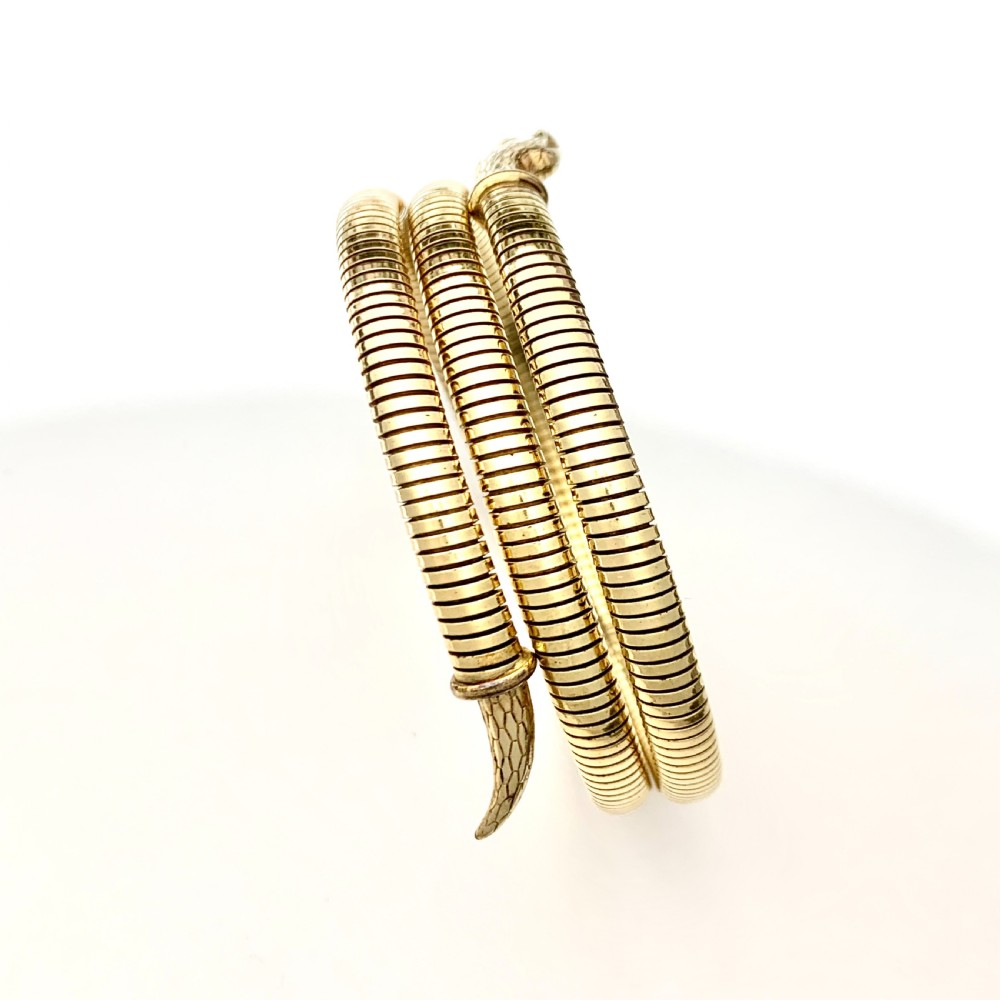 Vintage Rolled Gold Triple Coiled Snake Bracelet View IV
