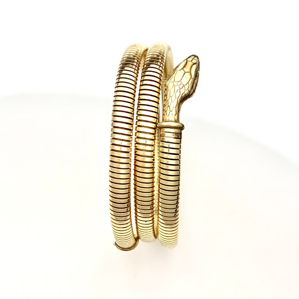 Vintage Rolled Gold Triple Coiled Snake Bracelet View V