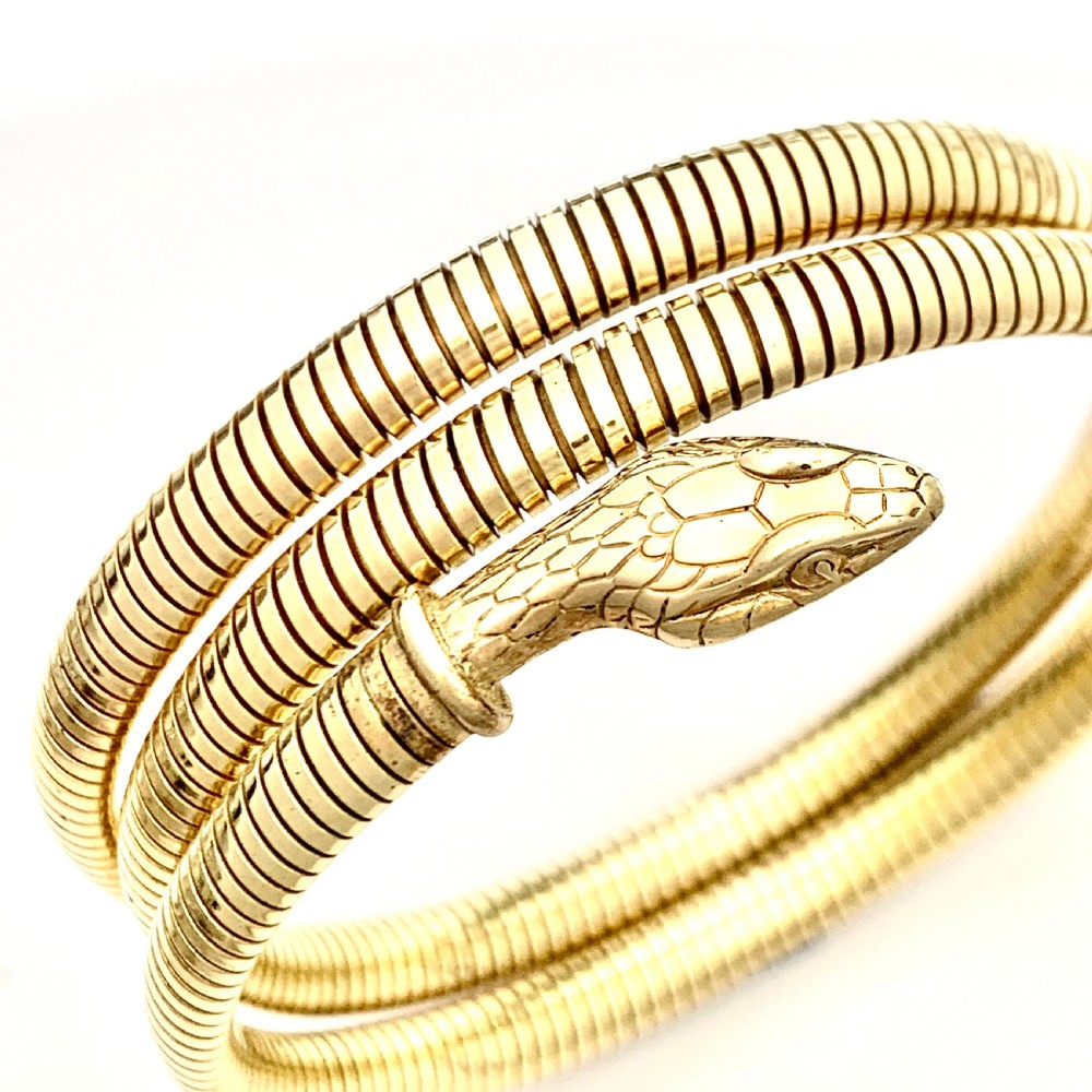 Vintage Rolled Gold Triple Coiled Snake Bracelet View VI