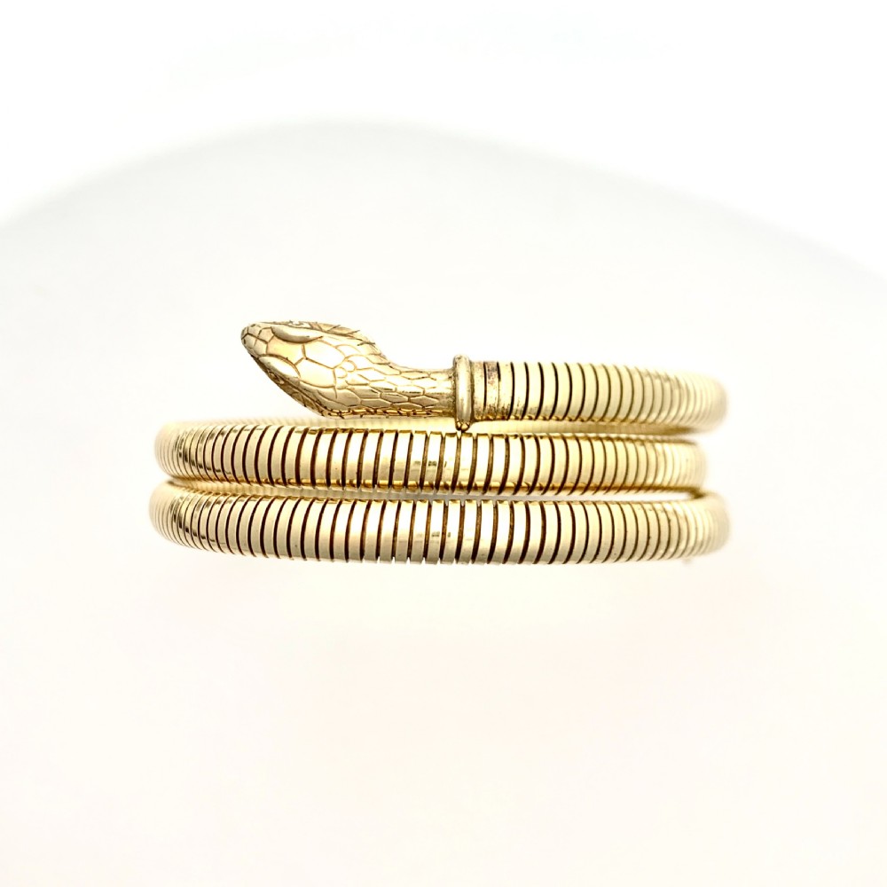 Vintage Rolled Gold Triple Coiled Snake Bracelet View VIII
