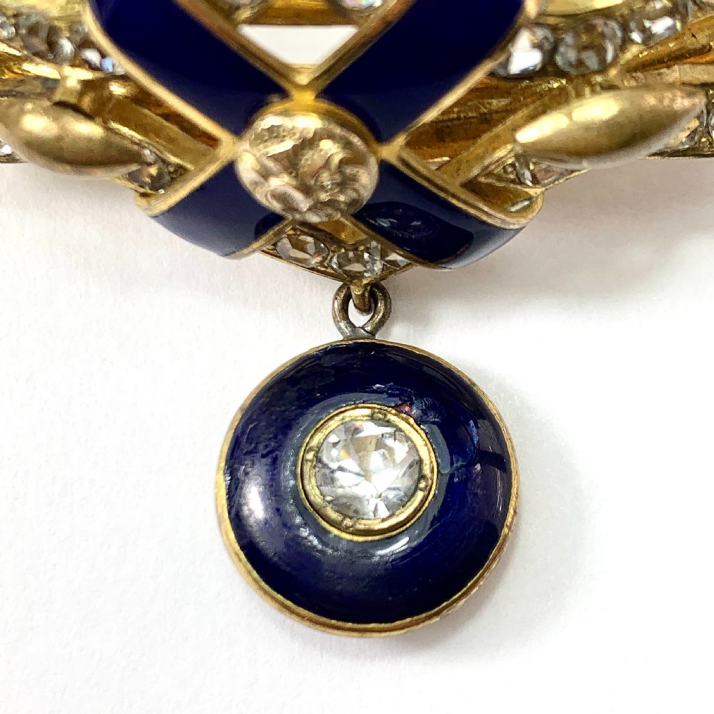 Victorian Blue Enamel Gilt Paste Bangle with Drop  View IX