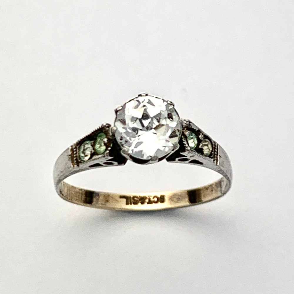 Antique 9CT Gold and Silver Paste Diamond Ring