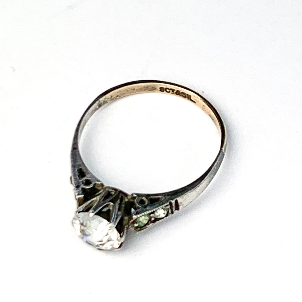 Antique 9CT Gold and Silver Paste Diamond Ring View III