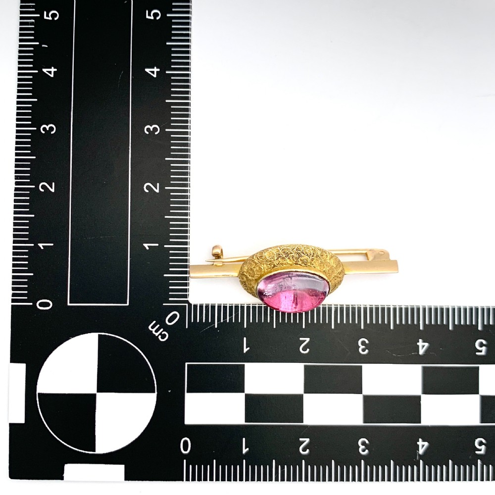 Victorian 15CT Gold Large Tourmaline Cabochon Brooch View II
