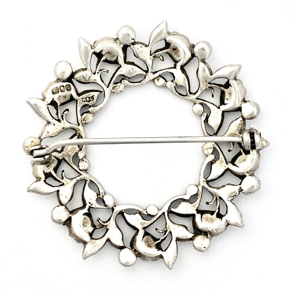 Large Victorian Paste Floral Wreath Brooch • Hallmarked Silver View VI