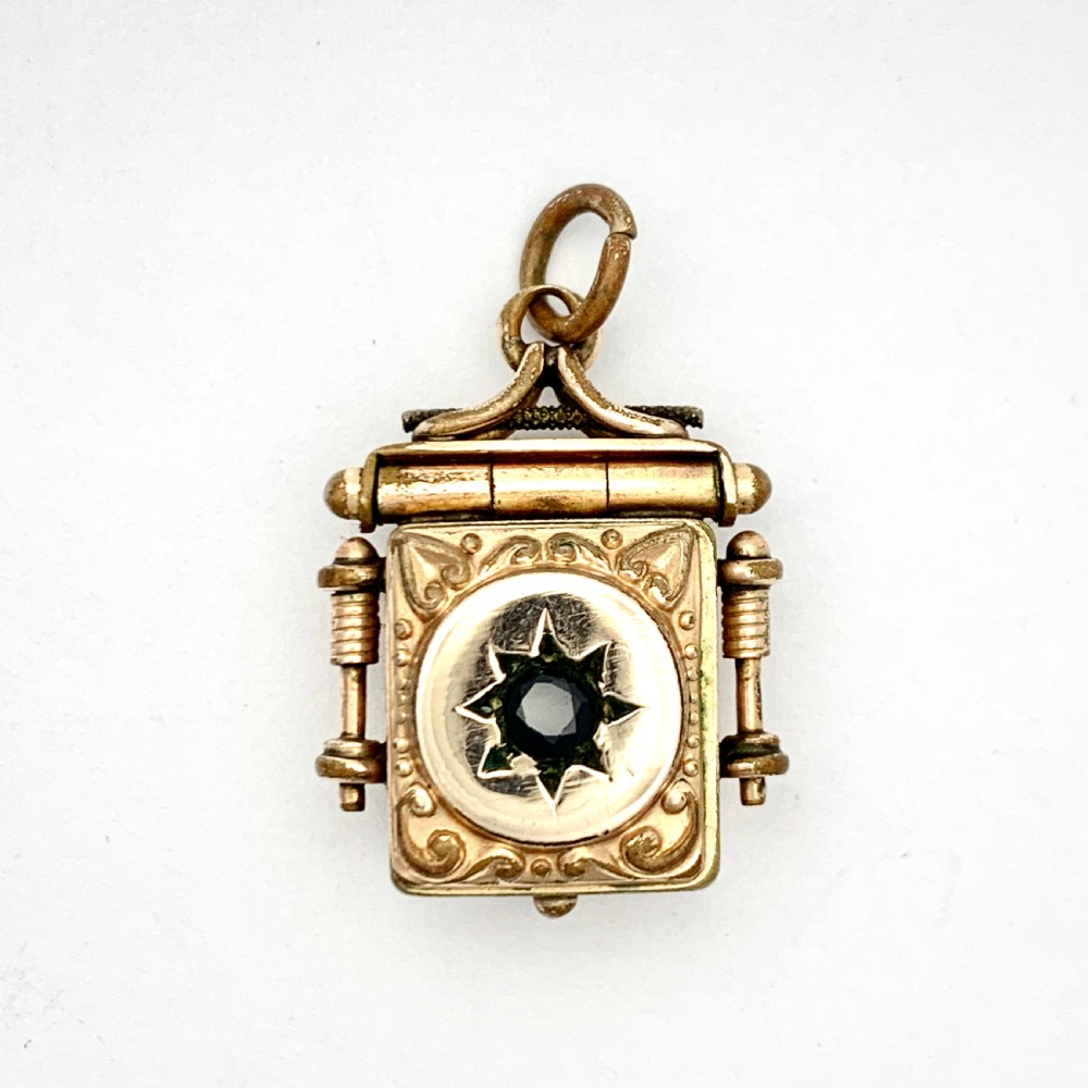 Victorian Rolled Rose Gold Square Locket Pendant