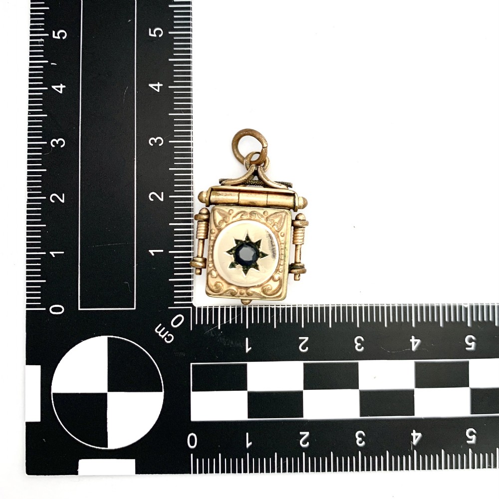 Victorian Rolled Rose Gold Square Locket Pendant View II