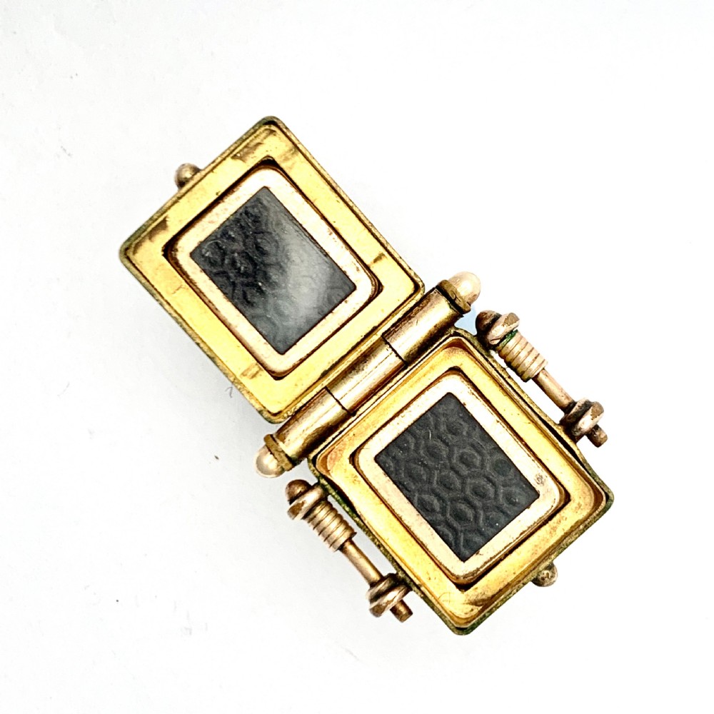 Victorian Rolled Rose Gold Square Locket Pendant View VIII