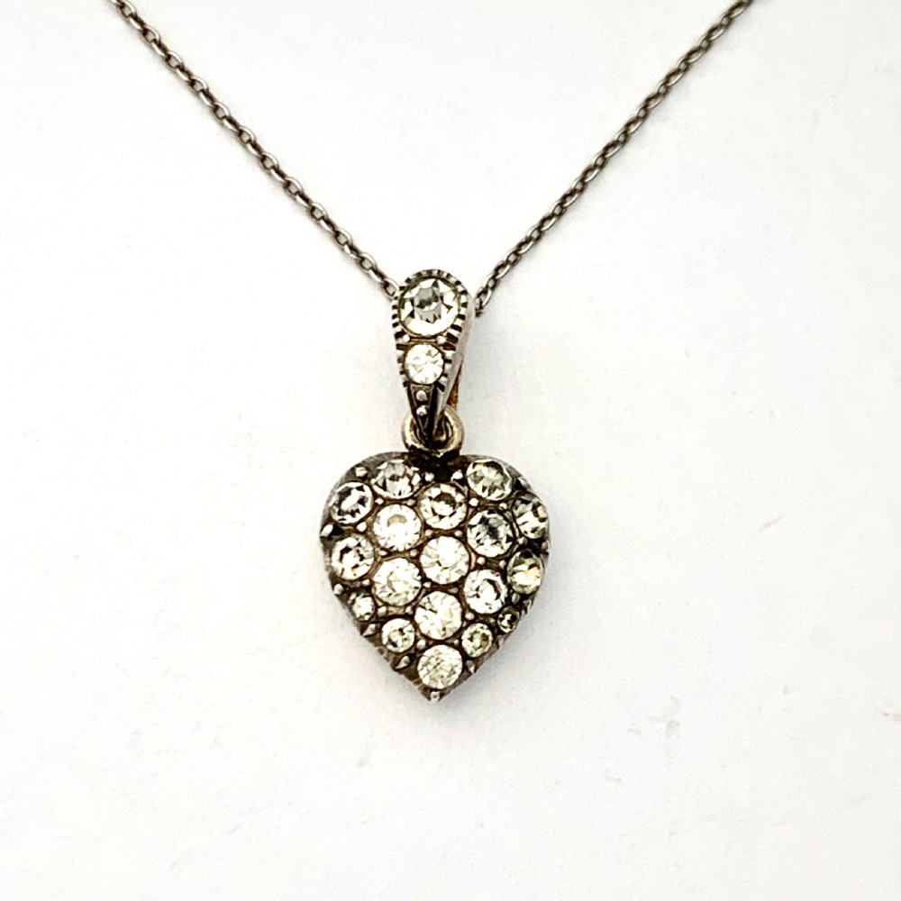 Antique Silver Paste Heart Pendant Necklace