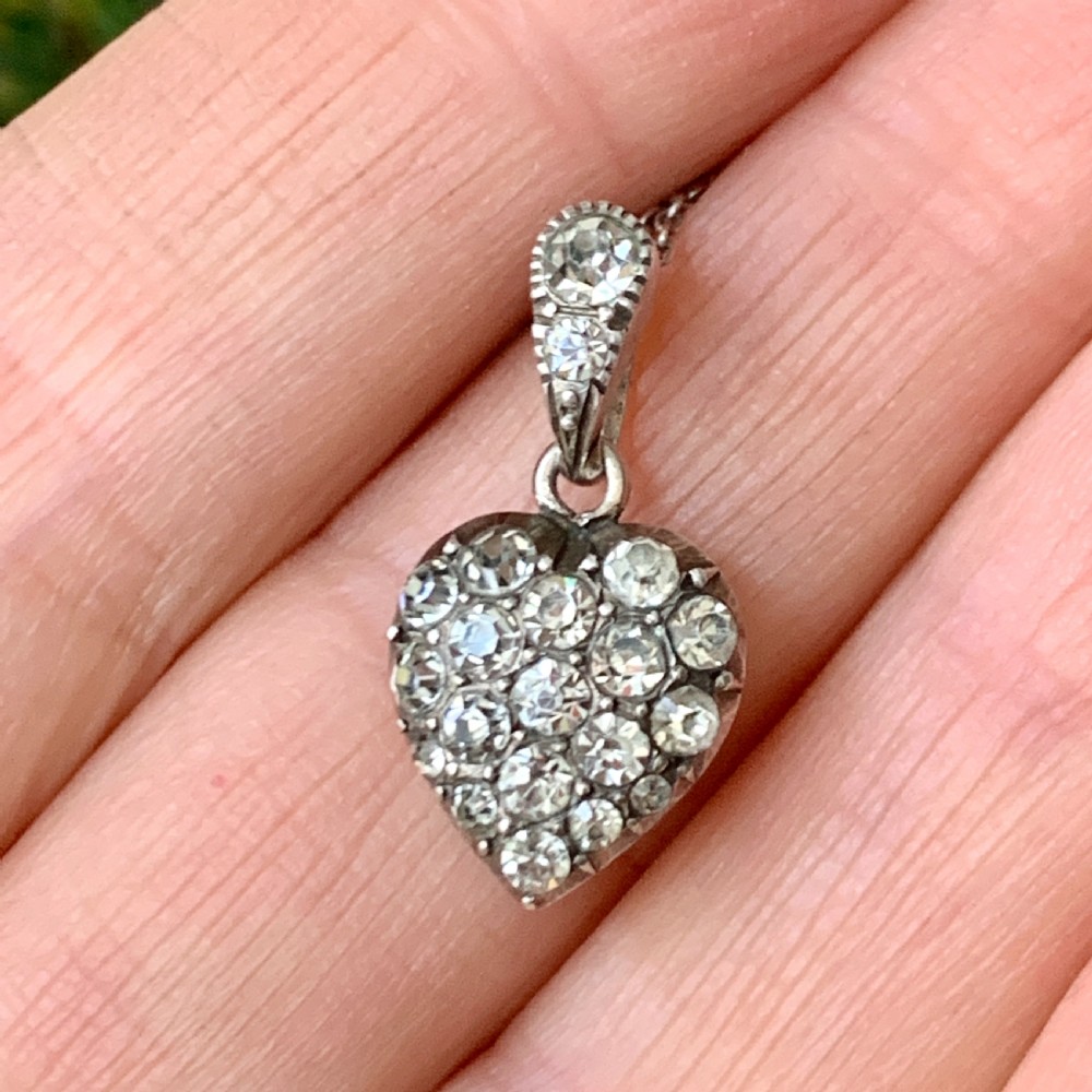 Antique Silver Paste Heart Pendant Necklace View II