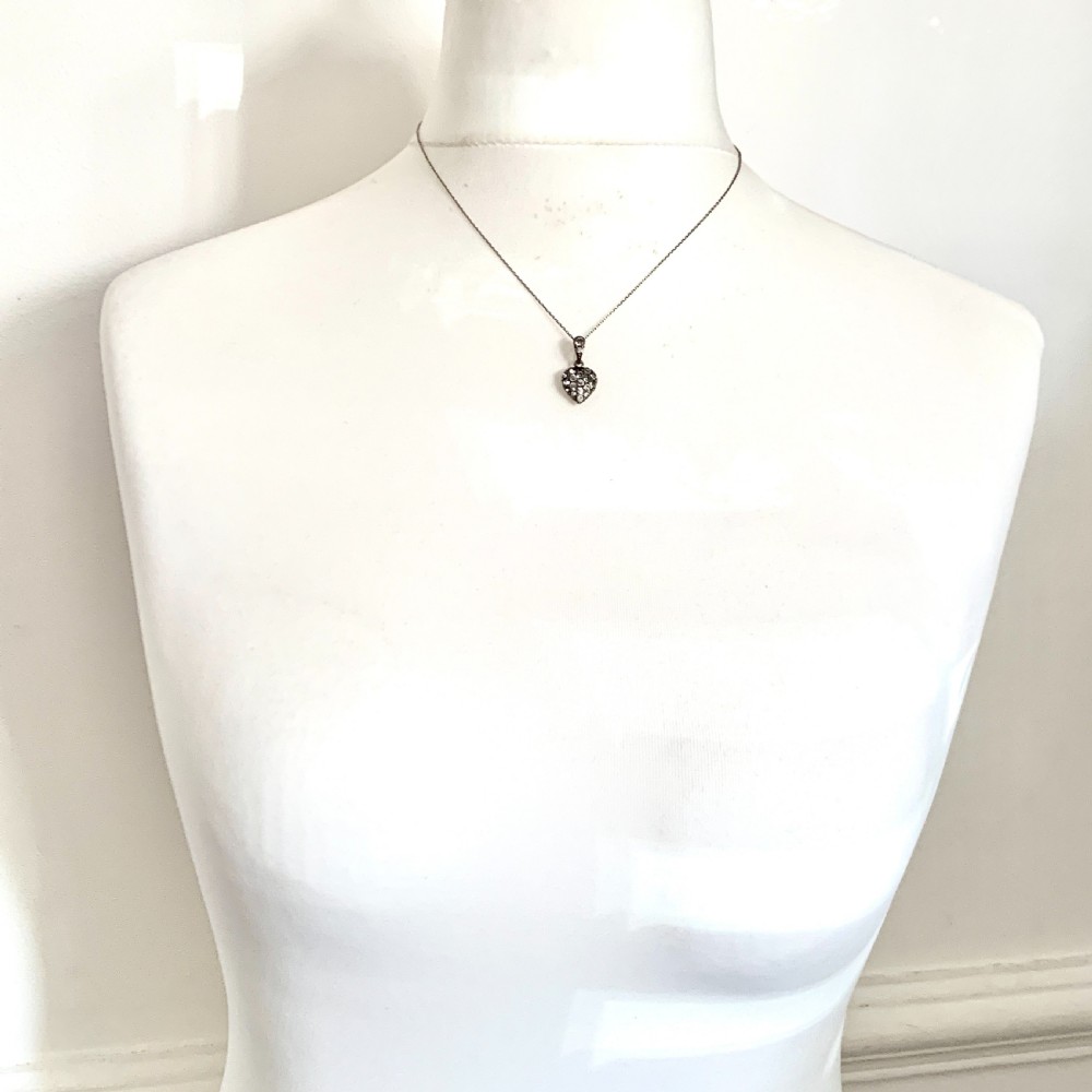 Antique Silver Paste Heart Pendant Necklace View III