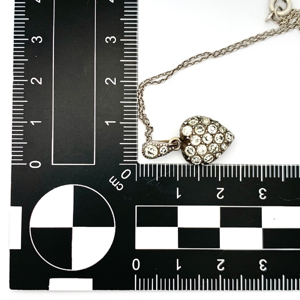 Antique Silver Paste Heart Pendant Necklace View IV