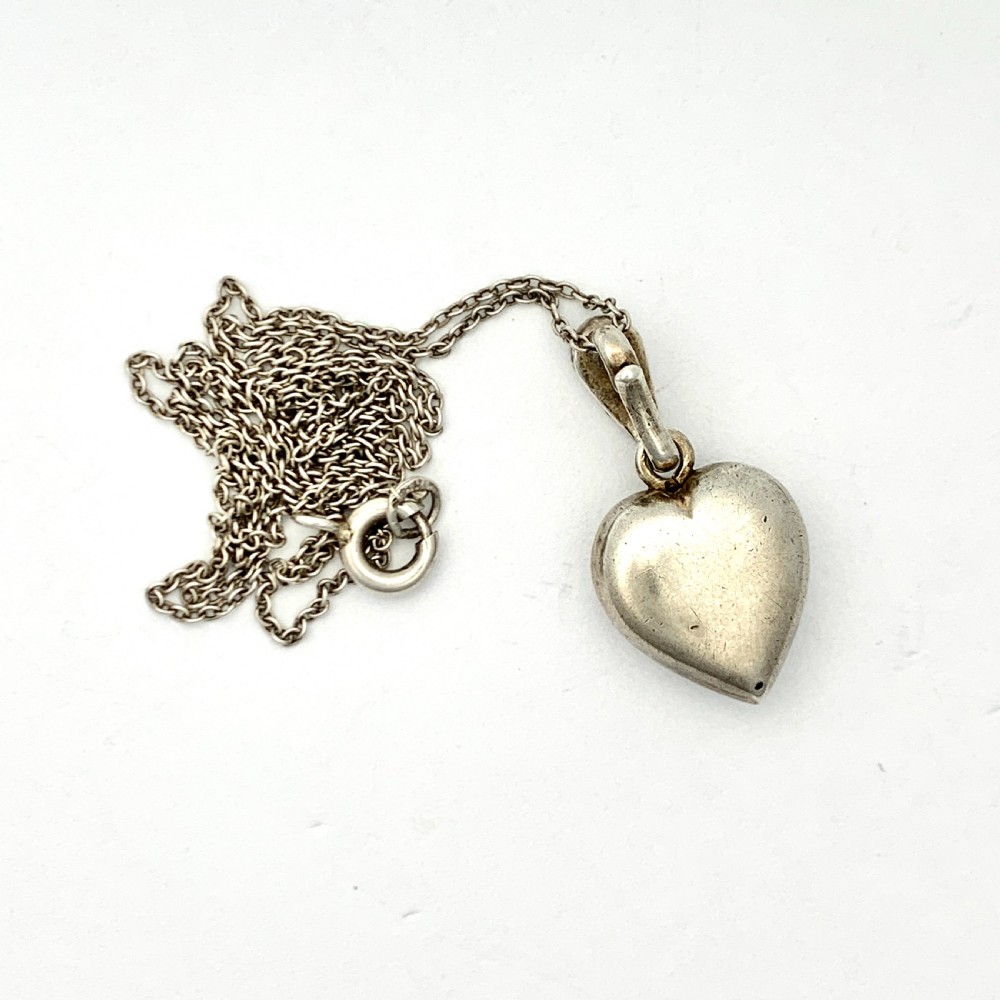 Antique Silver Paste Heart Pendant Necklace View V