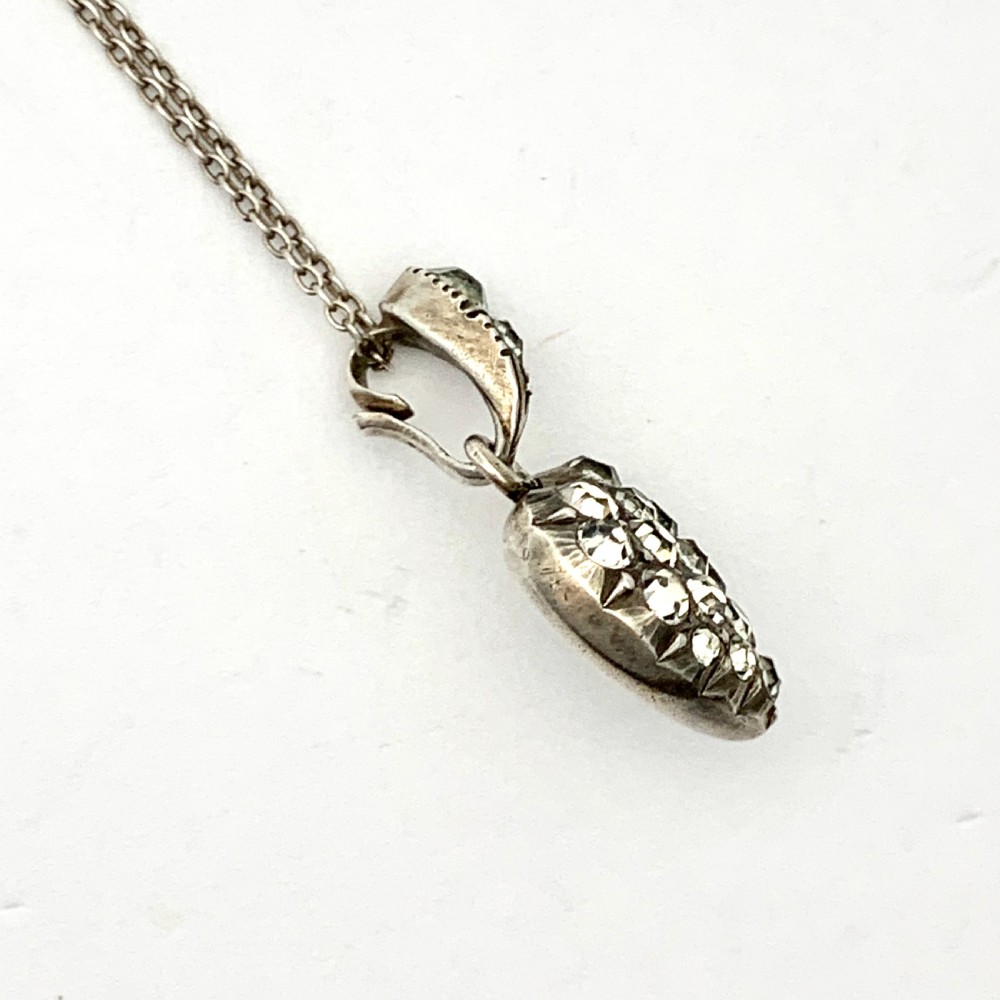 Antique Silver Paste Heart Pendant Necklace View VI