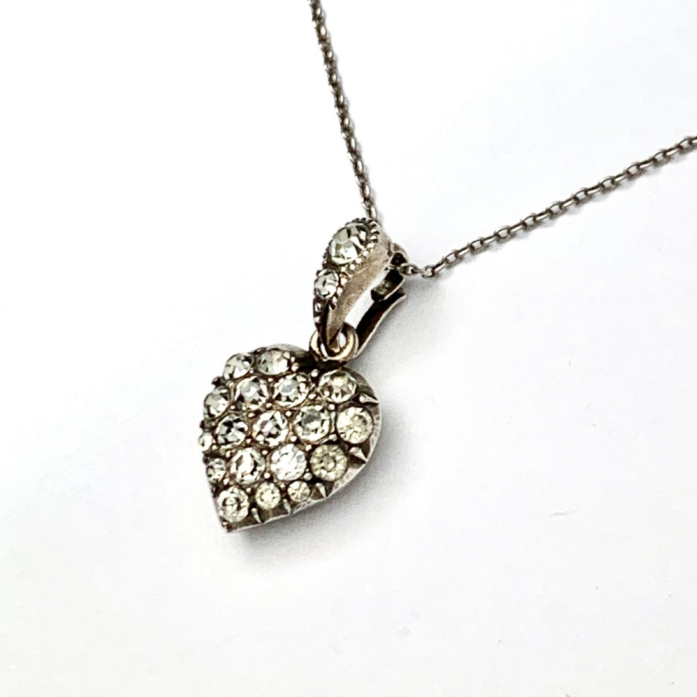 Antique Silver Paste Heart Pendant Necklace View VII