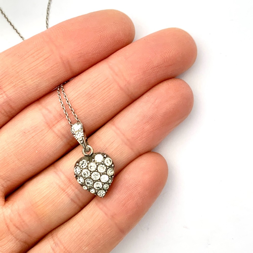Antique Silver Paste Heart Pendant Necklace View VIII