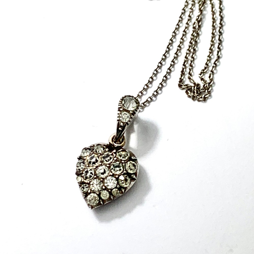 Antique Silver Paste Heart Pendant Necklace View IX