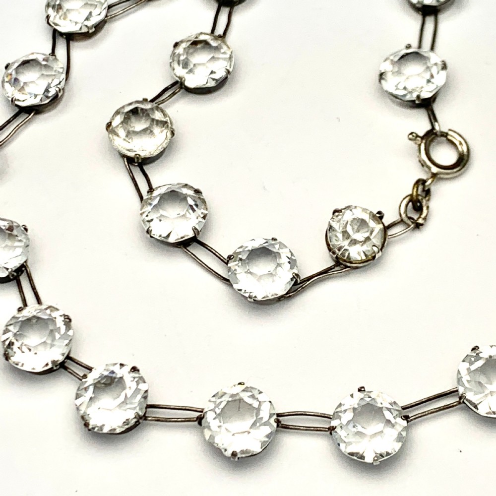 Art Deco Crystal Silver Riviere Choker Necklace  View III