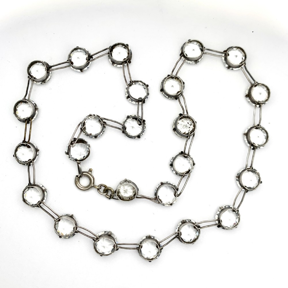 Art Deco Crystal Silver Riviere Choker Necklace  View V