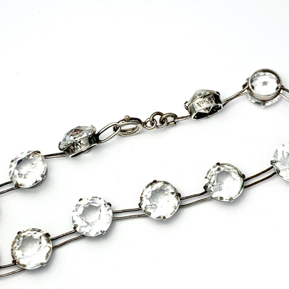 Art Deco Crystal Silver Riviere Choker Necklace  View VI