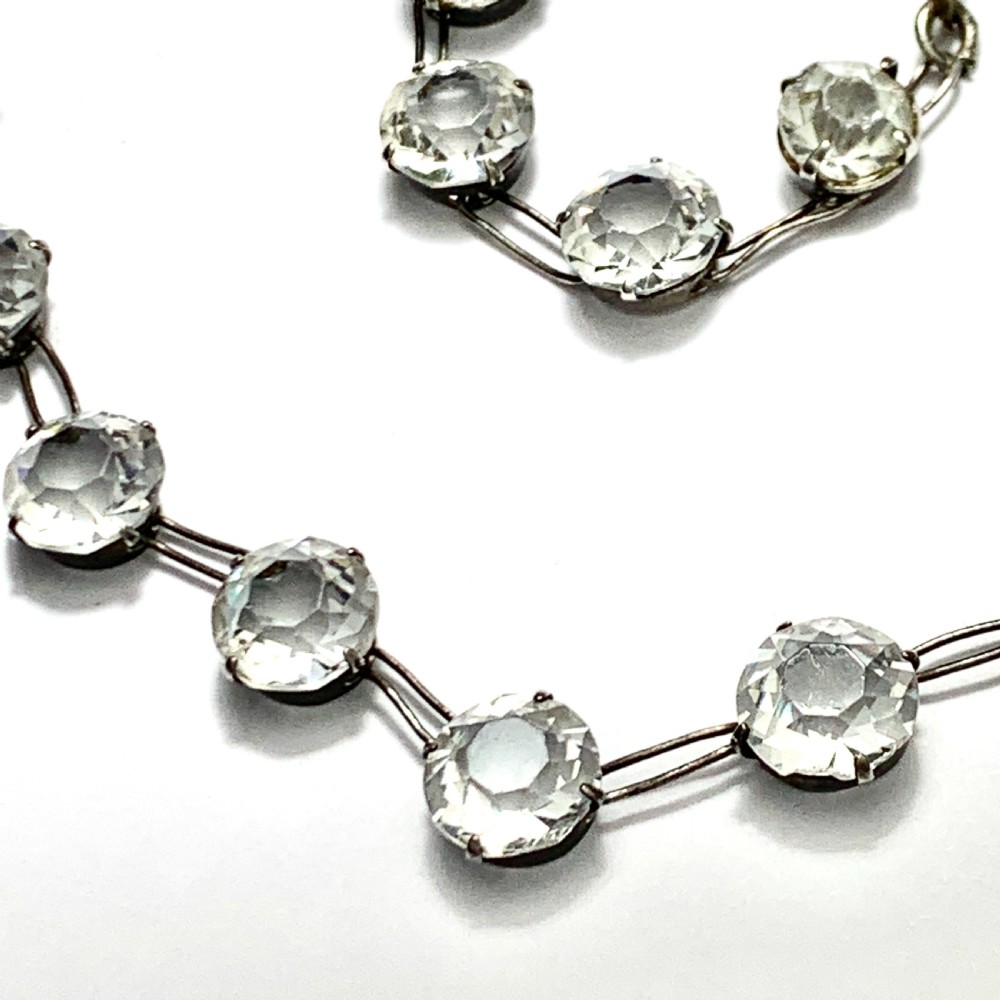 Art Deco Crystal Silver Riviere Choker Necklace  View VII