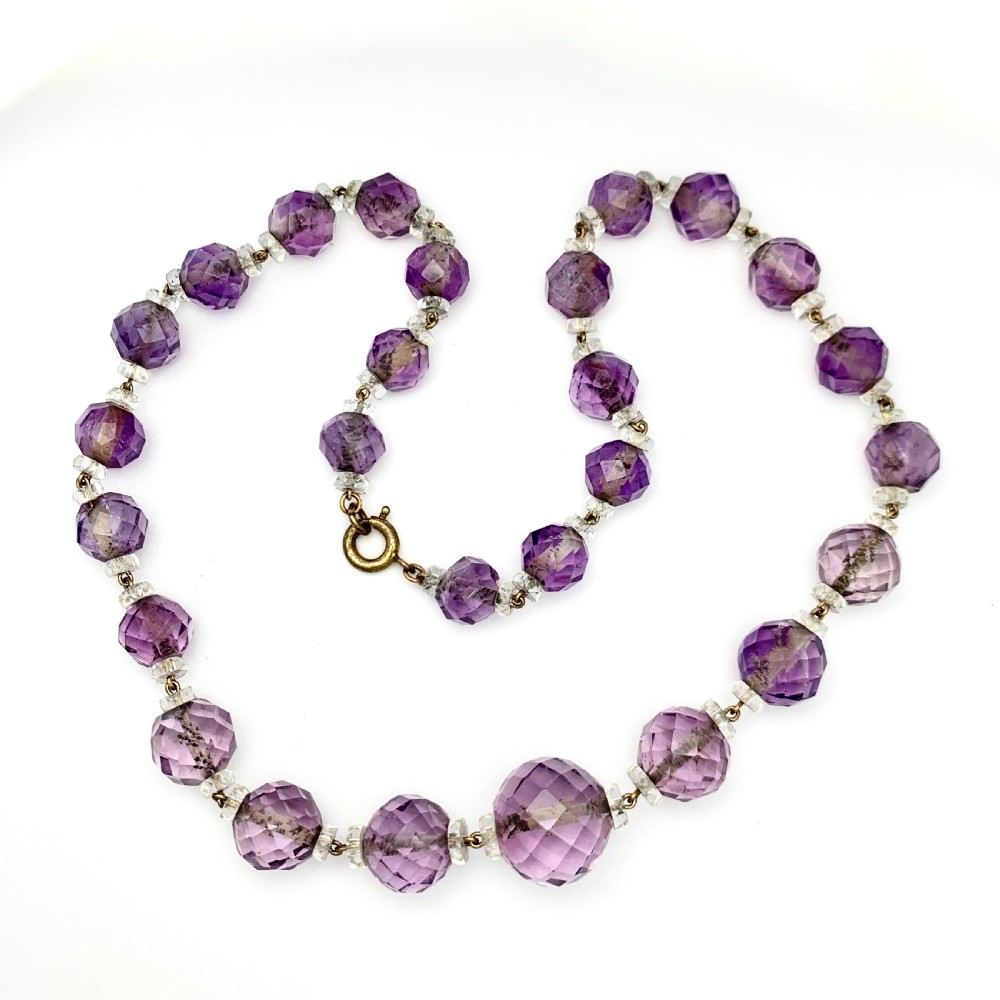 Edwardian/Art Deco Natural Amethyst Bead Choker Necklace  View II