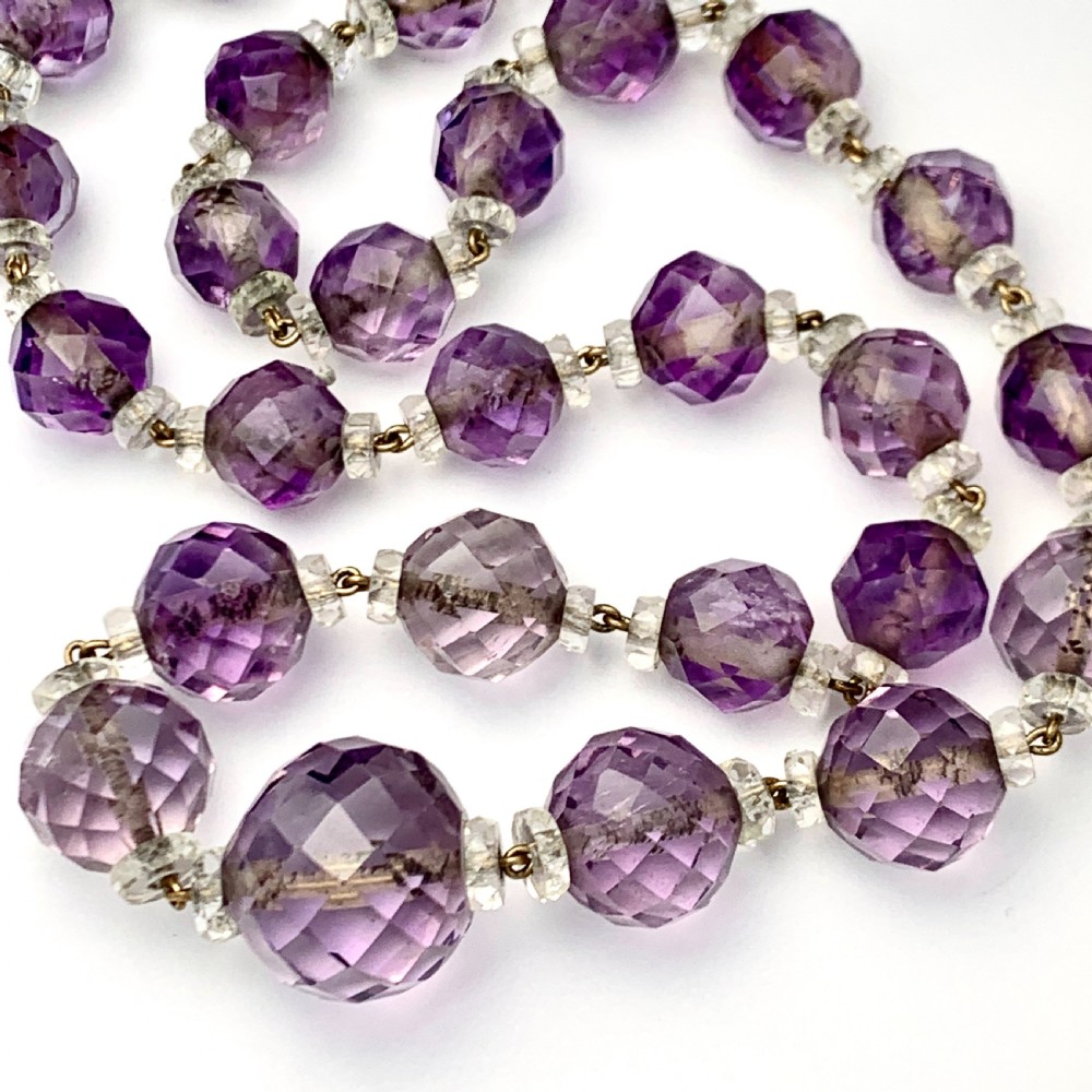 Edwardian/Art Deco Natural Amethyst Bead Choker Necklace  View IV