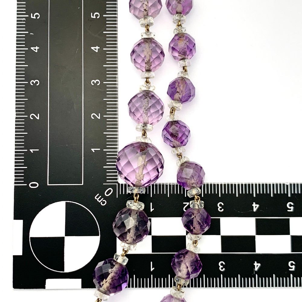 Edwardian/Art Deco Natural Amethyst Bead Choker Necklace  View V