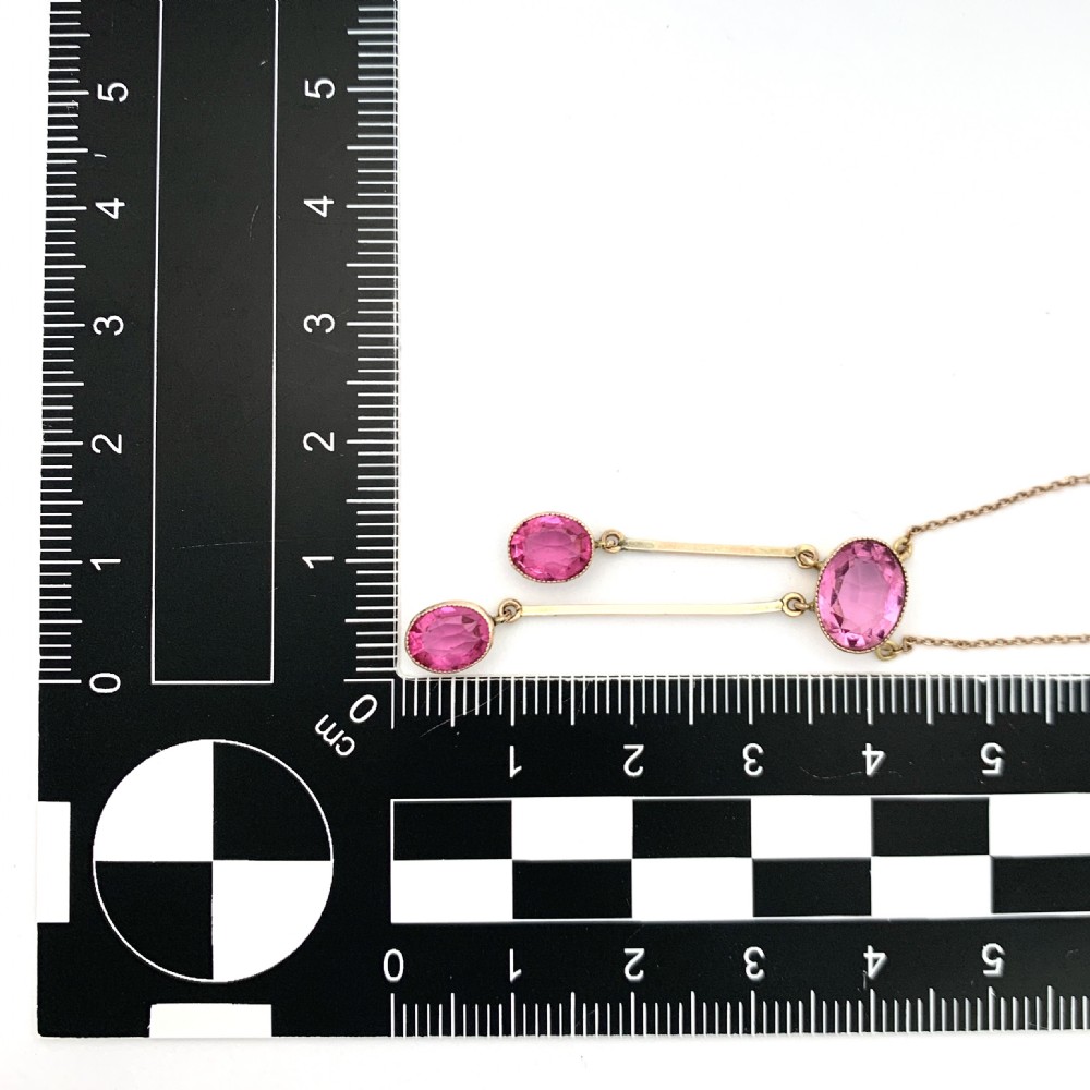 Edwardian Rose Gold Pink Stone Negligee Necklace View V