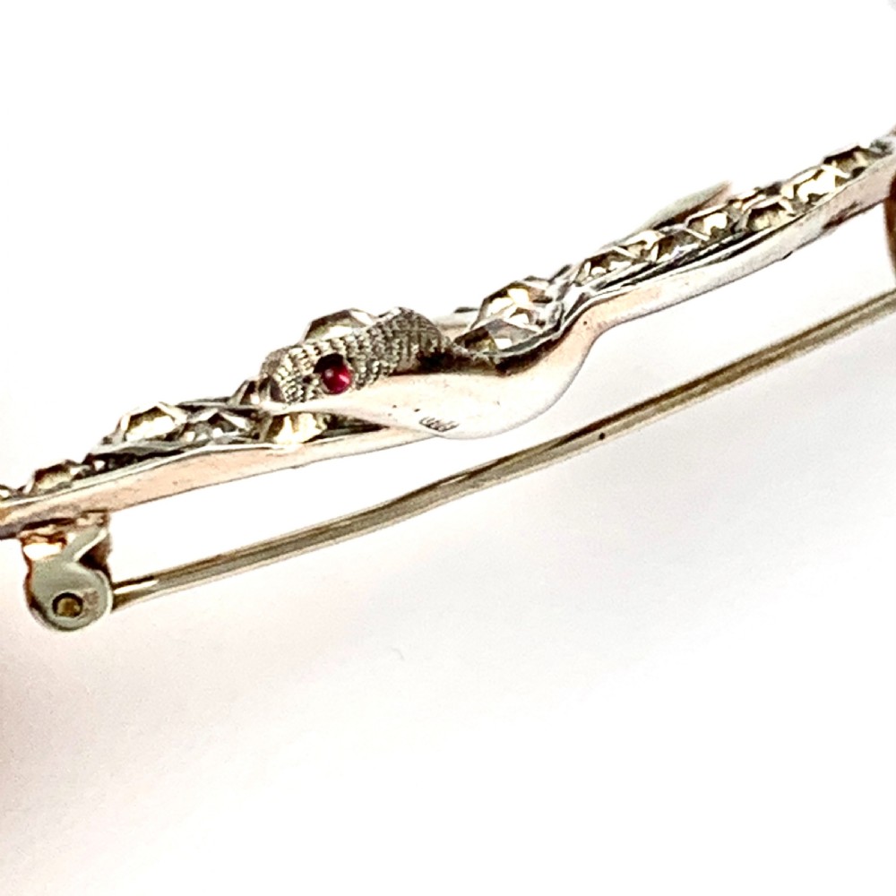 Victorian Silver Swallow Brooch with Ruby Eye View II