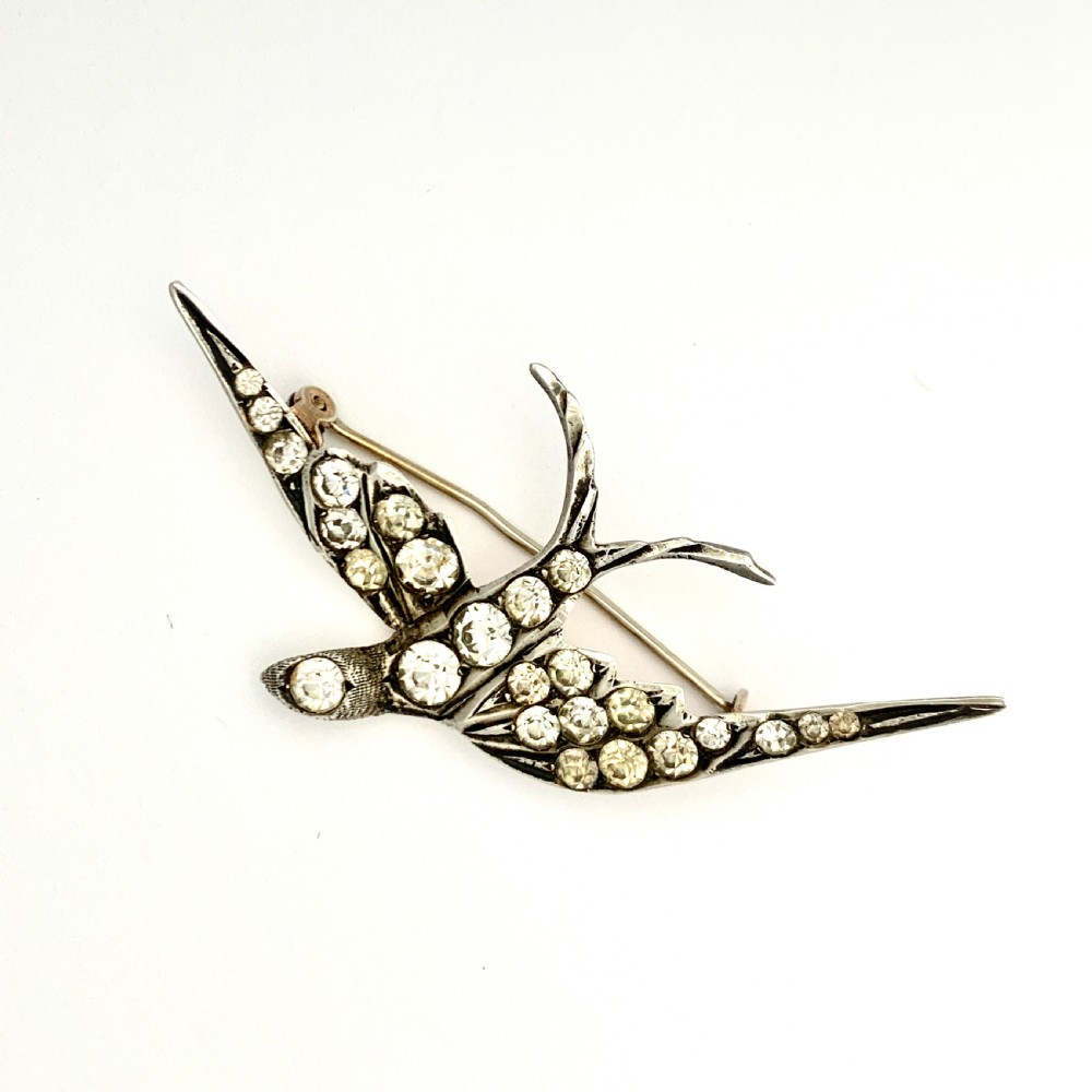 Victorian Silver Swallow Brooch with Ruby Eye View III