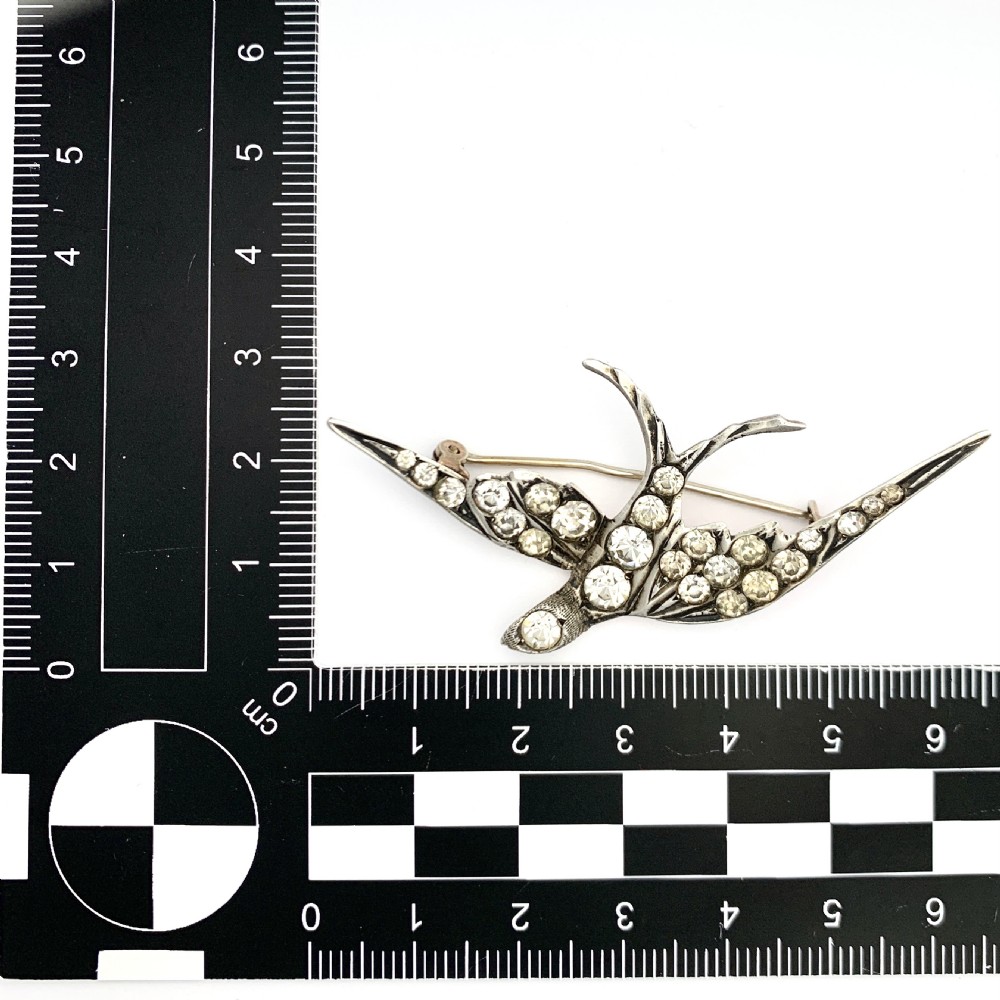 Victorian Silver Swallow Brooch with Ruby Eye View IV