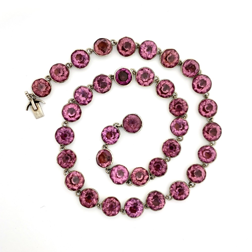 Georgian Paste Amethyst Riviere Necklace View V