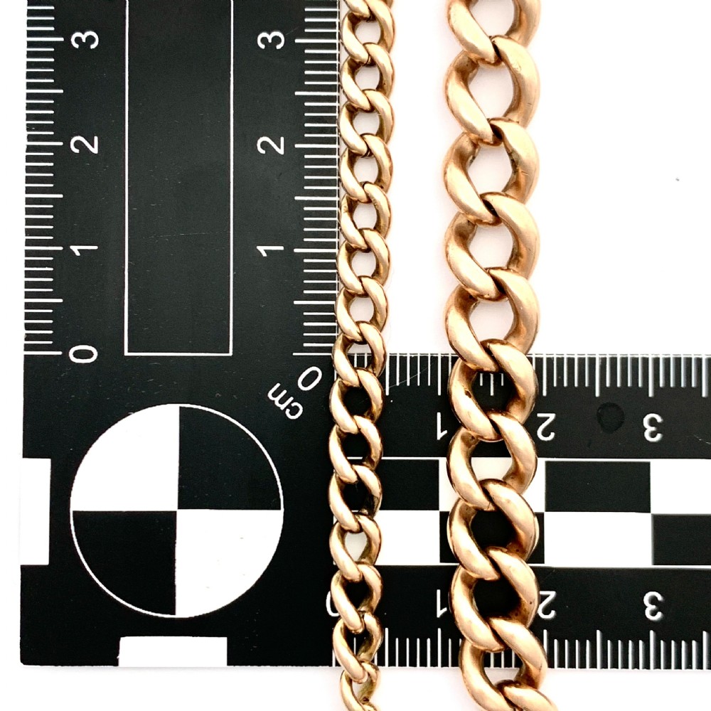 Victorian 9CT Rose Gold Graduated Curb Chain Necklace with Dog Clip View II