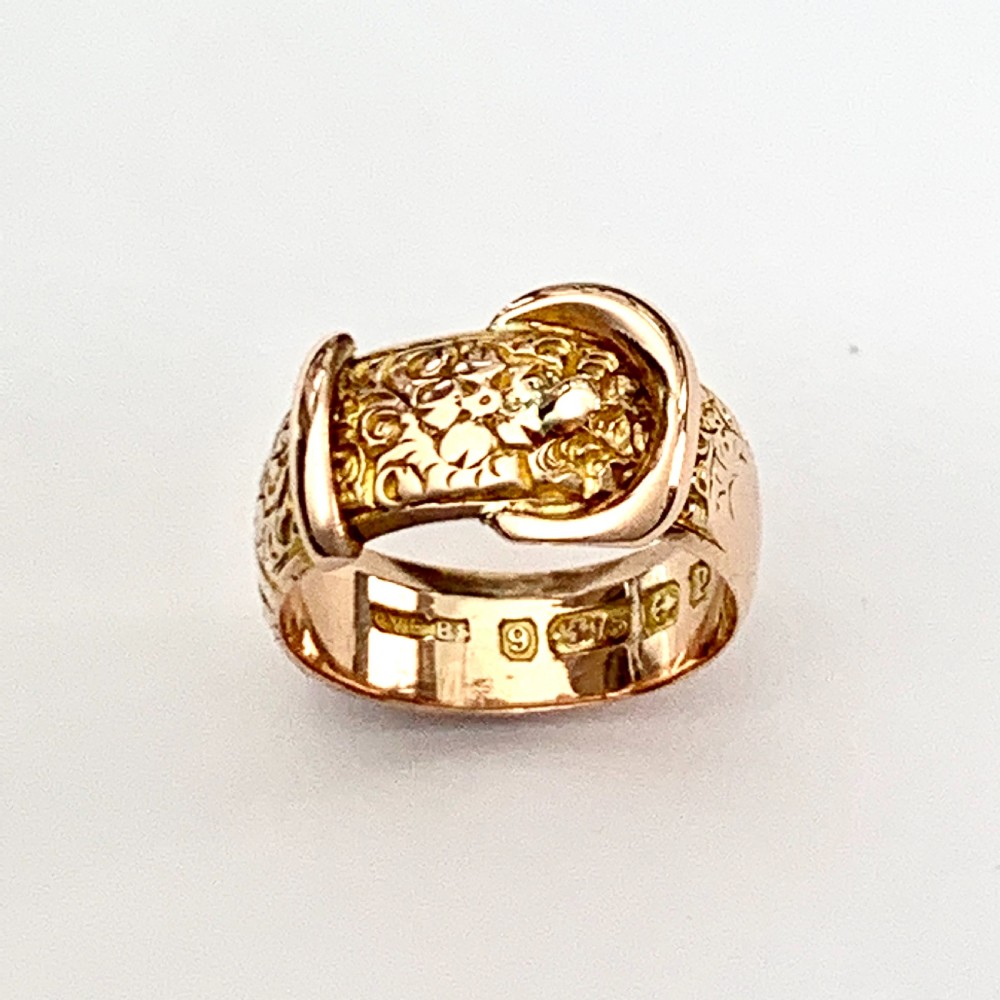Edwardian 9CT Rose Gold Buckle Ring