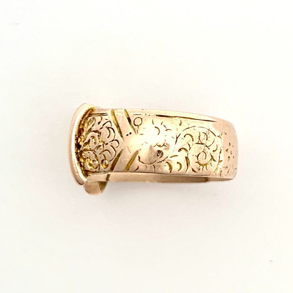 Edwardian 9CT Rose Gold Buckle Ring View II