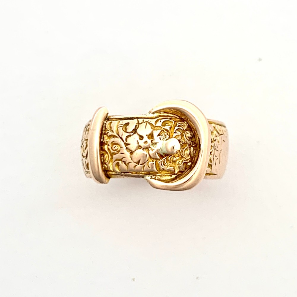 Edwardian 9CT Rose Gold Buckle Ring View V