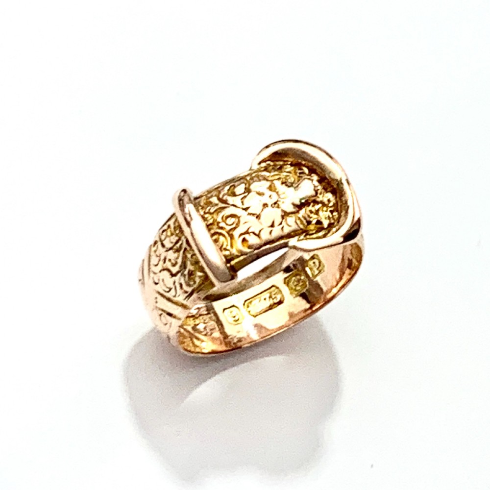 Edwardian 9CT Rose Gold Buckle Ring View VI