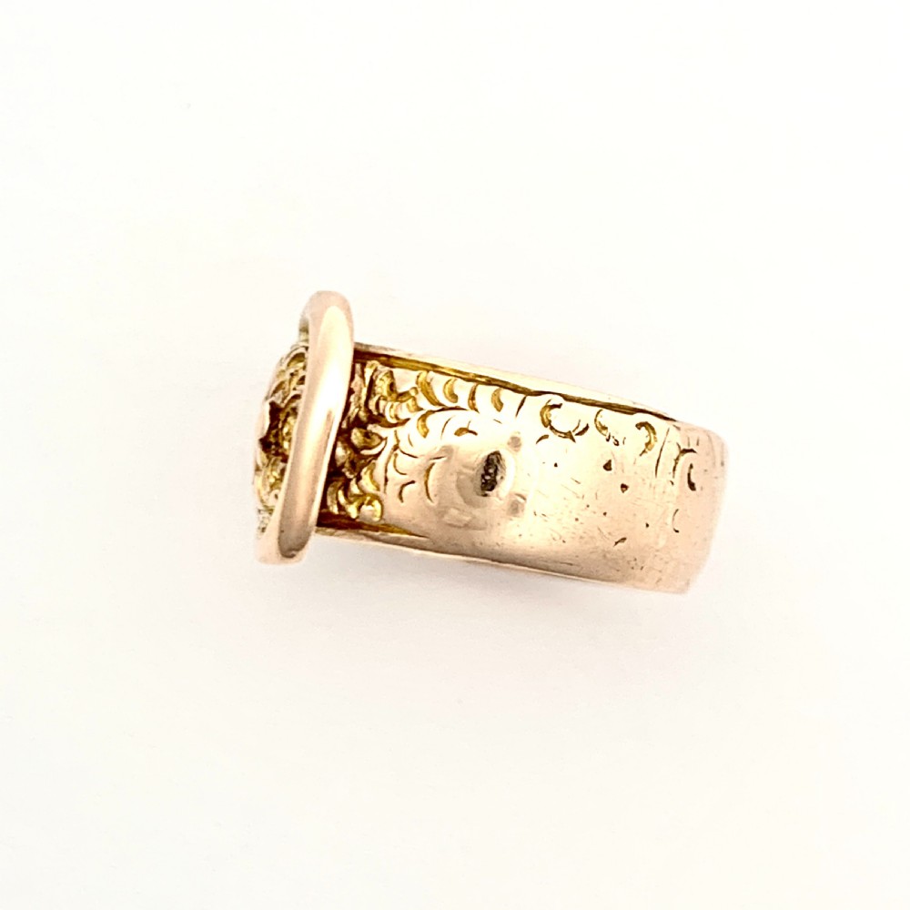 Edwardian 9CT Rose Gold Buckle Ring View VII