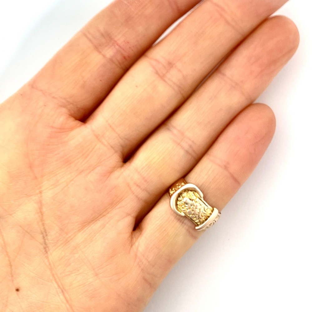 Edwardian 9CT Rose Gold Buckle Ring View IX