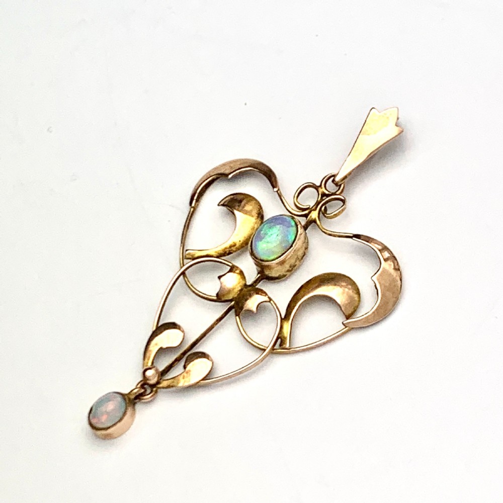 Edwardian 9CT Rose Gold Opal Lavalier Pendant View II