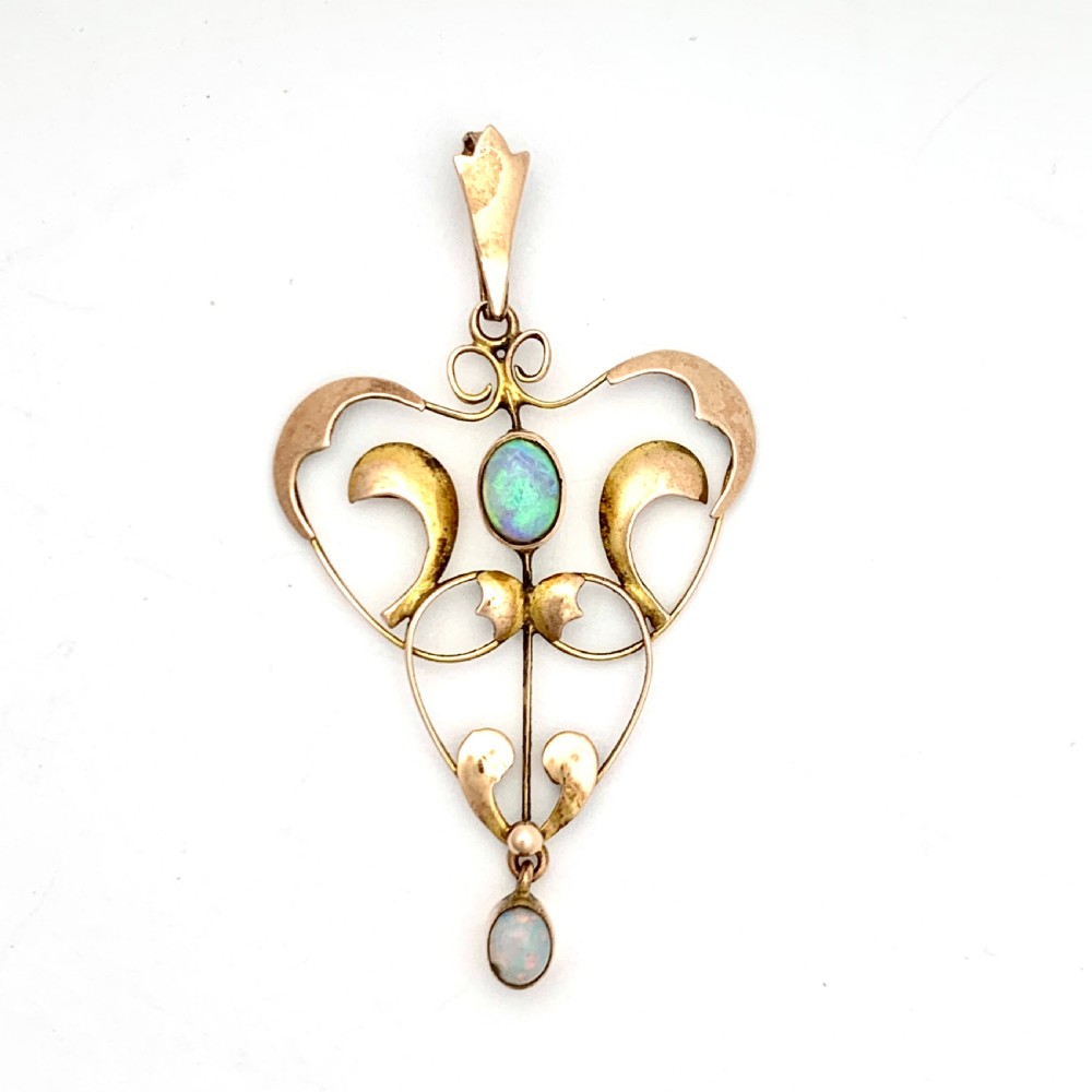 Edwardian 9CT Rose Gold Opal Lavalier Pendant View III
