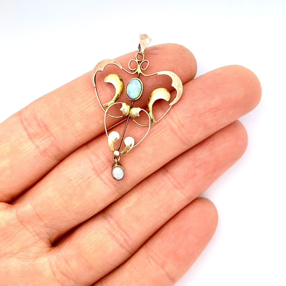 Edwardian 9CT Rose Gold Opal Lavalier Pendant View IV
