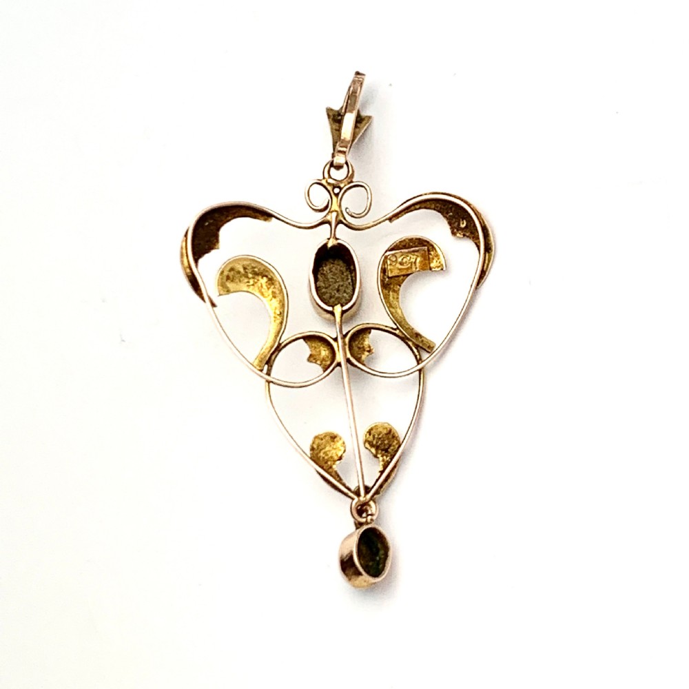 Edwardian 9CT Rose Gold Opal Lavalier Pendant View V